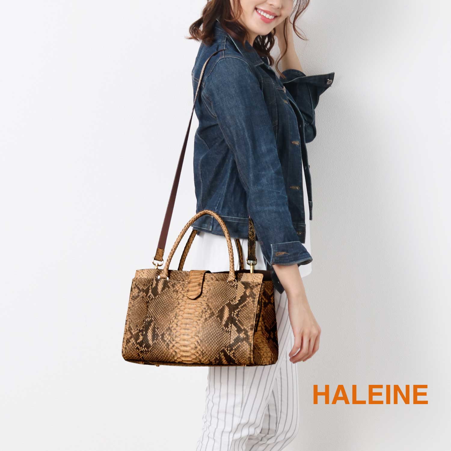 HALEINE[アレンヌ] ダイヤモンド パイソン ハンドバッグ A4対応 2WAY レディース (No.06000941)ブランド ヘビ柄 :06000941r:sankyo shokai 三京商会