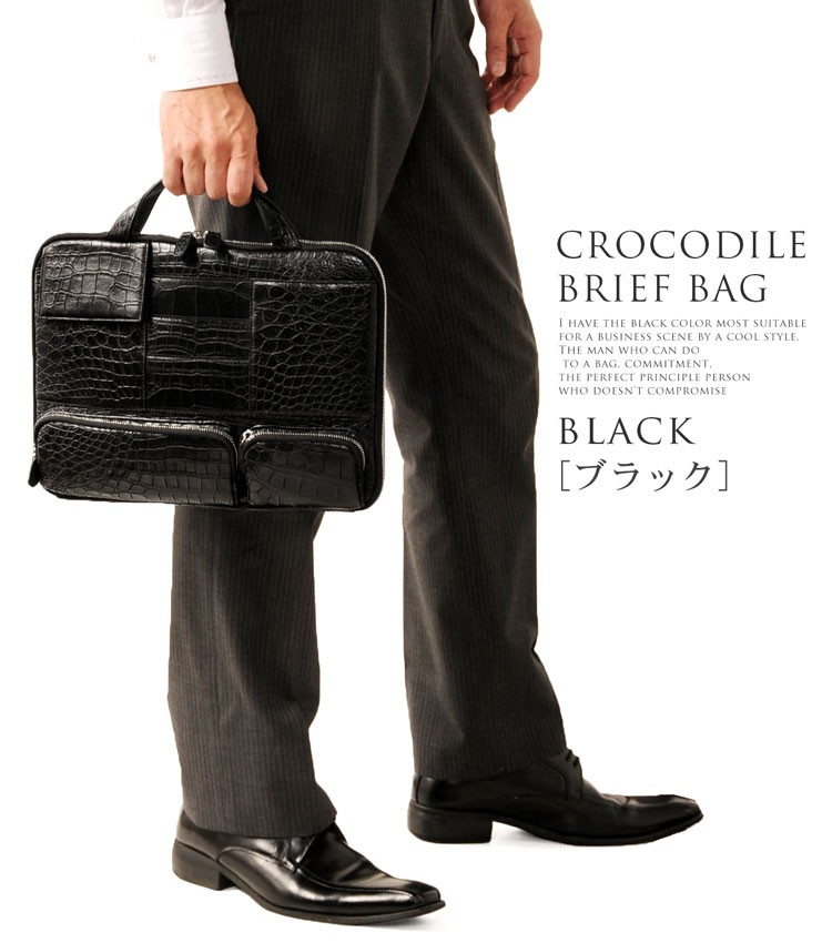 クロコダイル 薄型 ビジネス バッグ マット 加工 / メンズ PC ケース バッグインバッグ(No.06000999) sankyo shokai（三京商会） クロコダイル 薄型 ビジネス バッグ マット