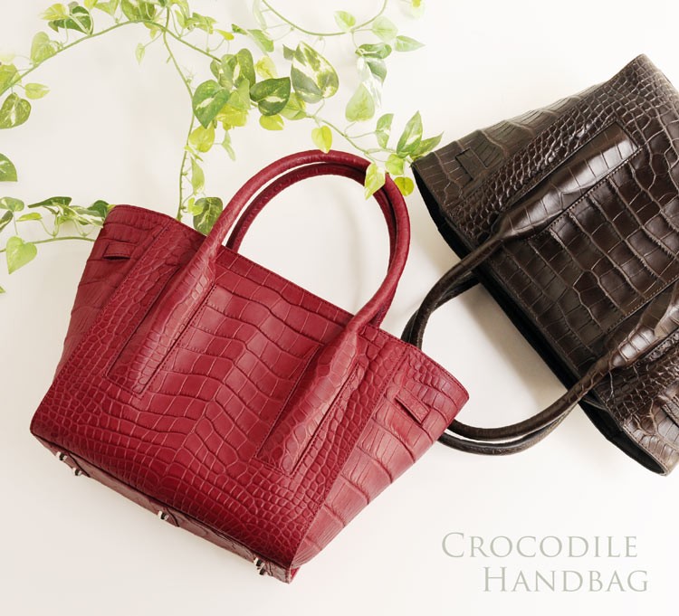 ナイル クロコダイル マット ハンドバッグ フランス社製 原皮 レディース (No.06001016) sankyo shokai（三京商会） ナイル クロコダイル マット ハンドバッグ