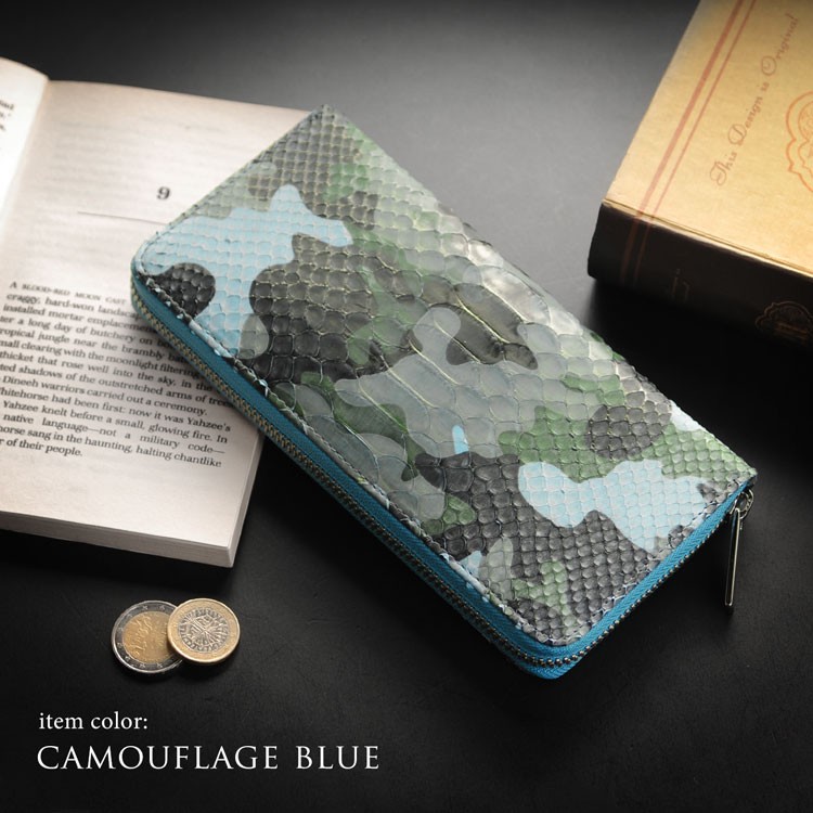 H*L様 三京商会　カモフラ柄　ダイヤモンドパイソン レザー長財布　ラウンドファ sankyo shokai（三京商会） ダイヤモンド パイソン 長財布 レディース