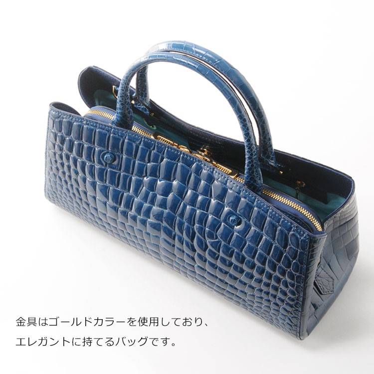 sankyo shokai クロコダイルハンドバッグ 横型 レディース