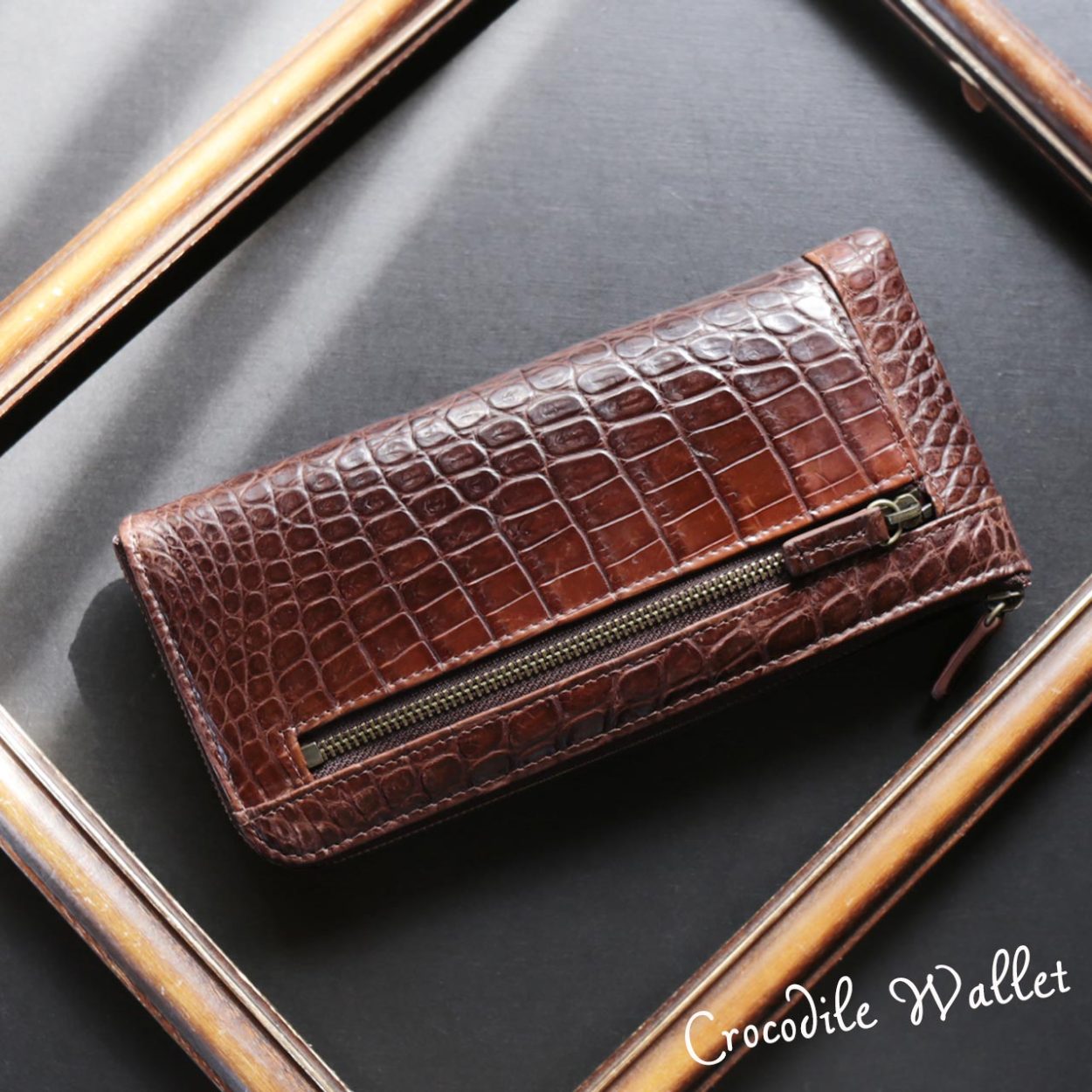 sankyo shokai（三京商会） クロコダイル 長財布 薄い L字ファスナー