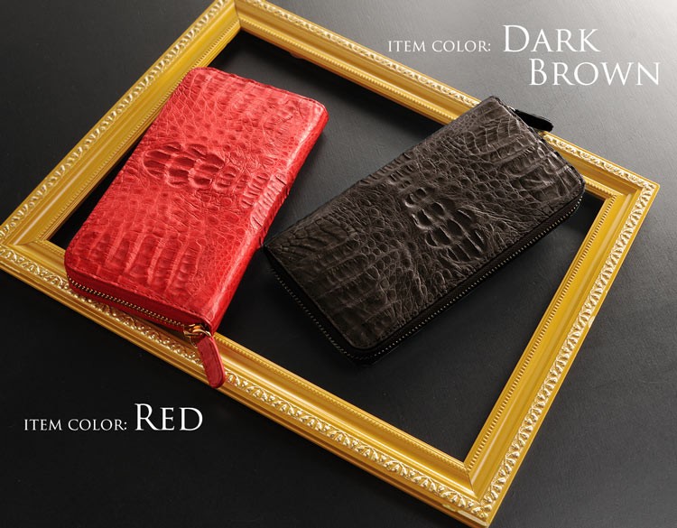 カイマン 財布 メンズ ラウンドファスナー 長財布 マット 加工 ゴールド金具 全9色 カード収納12枚 (No.06001302-mens-1) sankyo shokai（三京商会） カイマン ラウンドファスナー 長財布