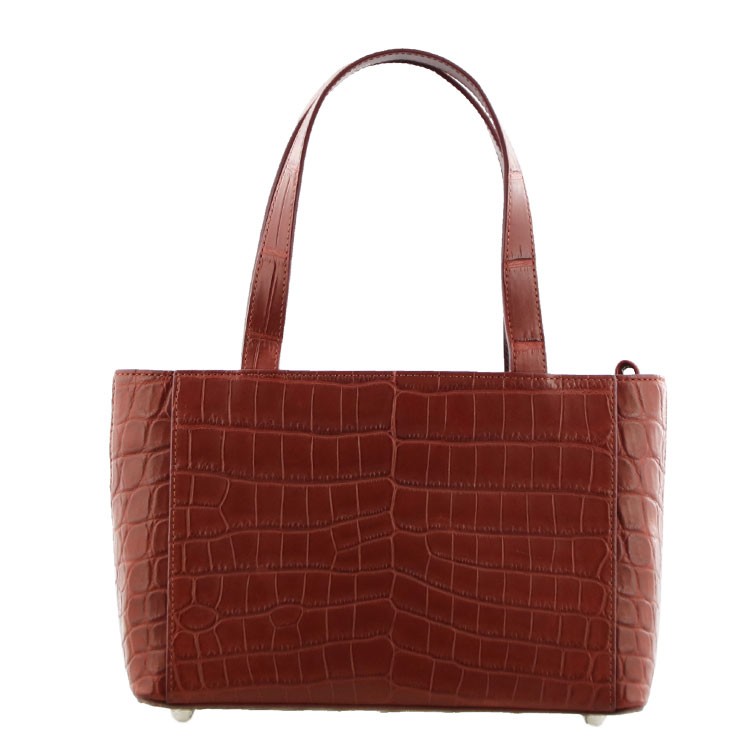 未使用品【定価27.5万】マットクロコダイル ハンドバッグ 本革 レッド 大容量 sankyo shokai（三京商会） [5%offクーポン発行中]クロコダイル