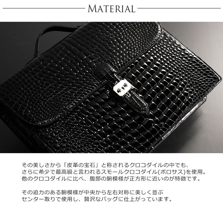 スモール クロコダイル ビジネスバッグ A4対...の詳細画像2