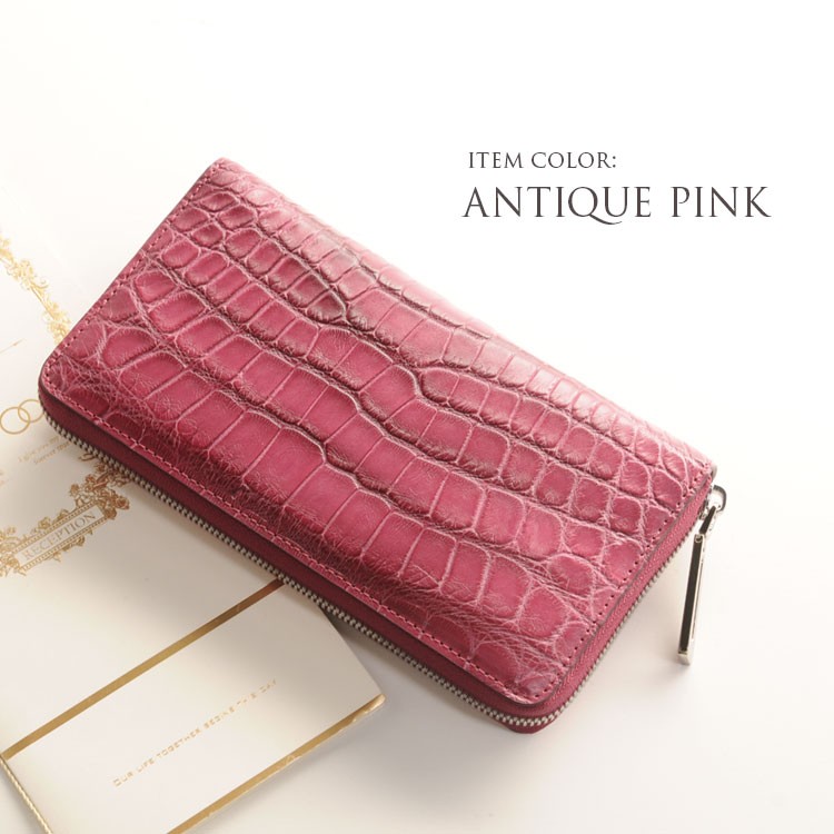sankyo shokai クロコダイル 長財布 レディース マット 加工 シルバー 