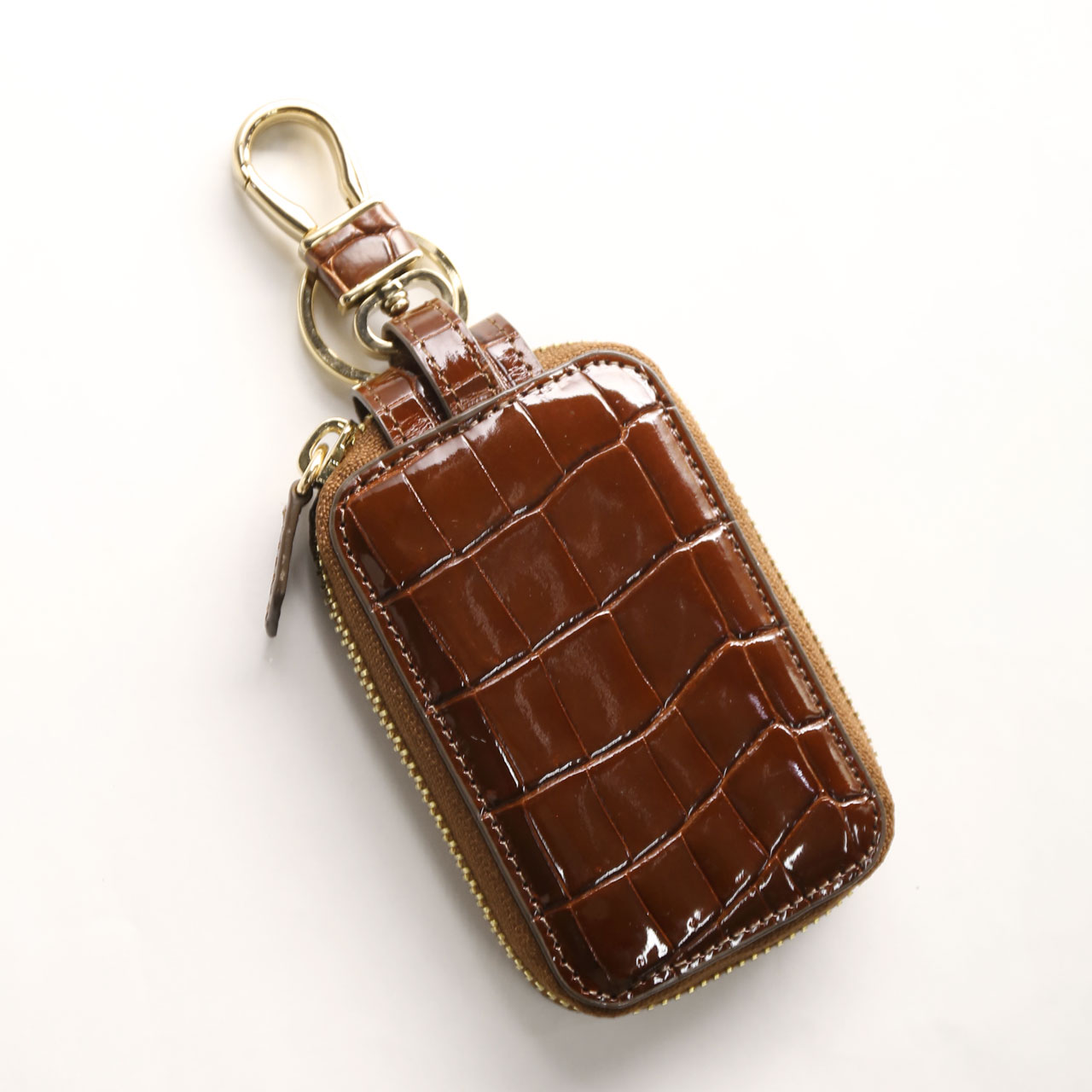 クロコダイル スマートキーケース シャイニング 加工 ゴールド 金具
