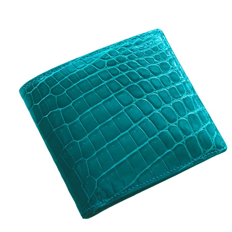 クロコダイル 折り財布 シャイニング加工 レディース 両カード 一枚革 無双仕立て 本革 鰐革 (No.06001430) sankyo shokai（三京商会） クロコダイル 折り財布 シャイニング加工