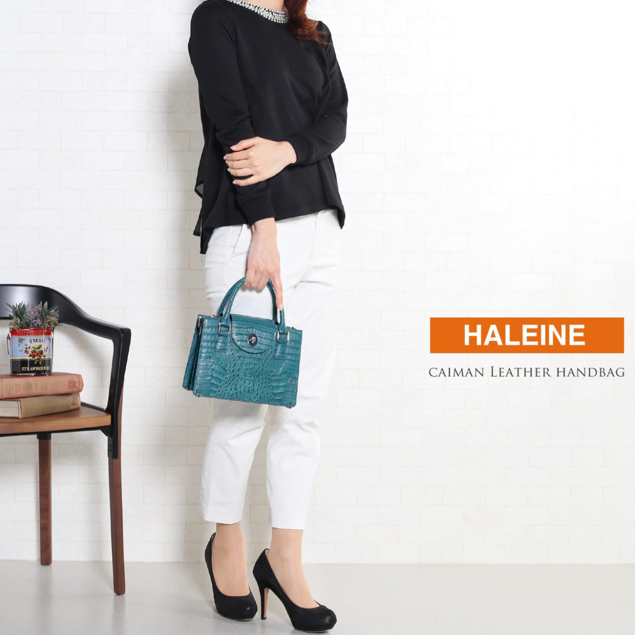 HALEINE アレンヌ ハンドバッグ カイマン レザー 2WAY 本革 HALEINE [アレンヌ] カイマン レザー ハンドバッグ レディース