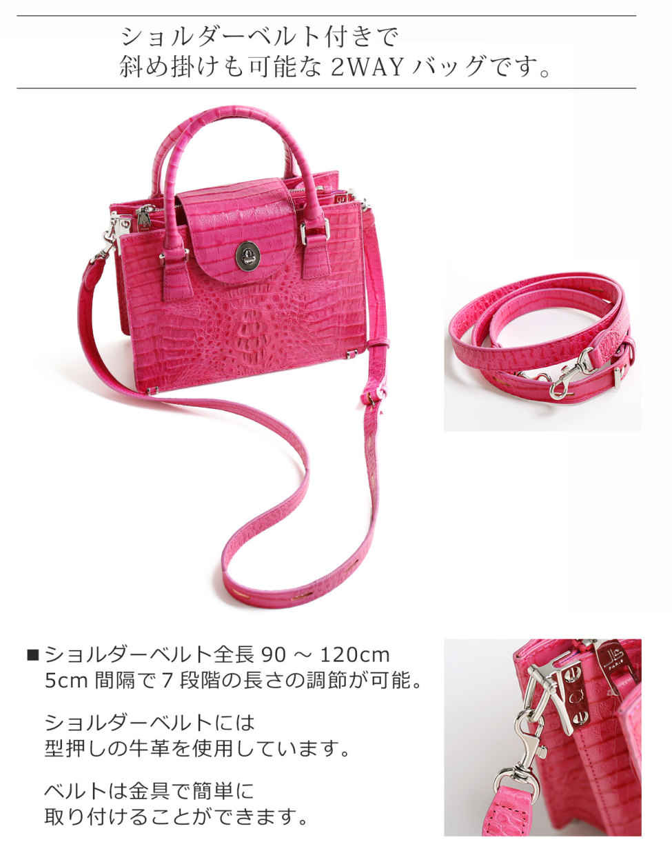 HALEINE [アレンヌ] カイマン レザー ハンド バッグ 2WAY 本革