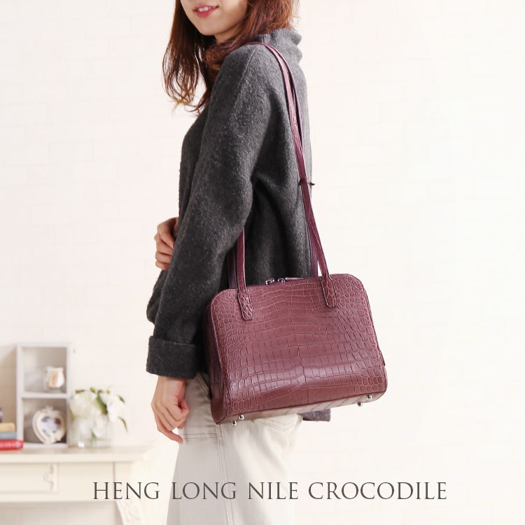 新品 ヘンローンクロコダイル 黒 2本手トート ショルダー紐つき