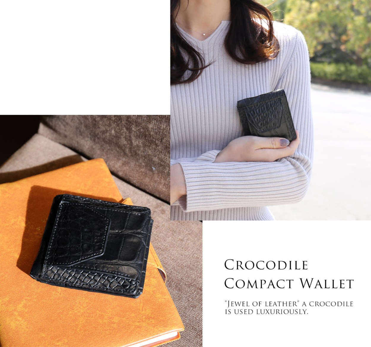 sankyo shokai クロコダイル マット 二つ折り ミニ財布 レディース 