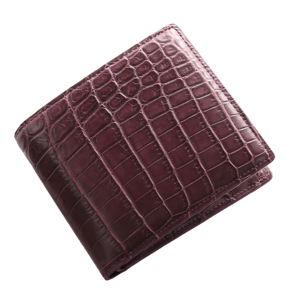 ［10%OFFクーポン］クロコダイル二つ折り 財布 メンズ 父の日 本革 無双 マット加工 一枚革 本革 小銭入れ付き4FA (06001522-mens-1r)【爆買!!】の画像