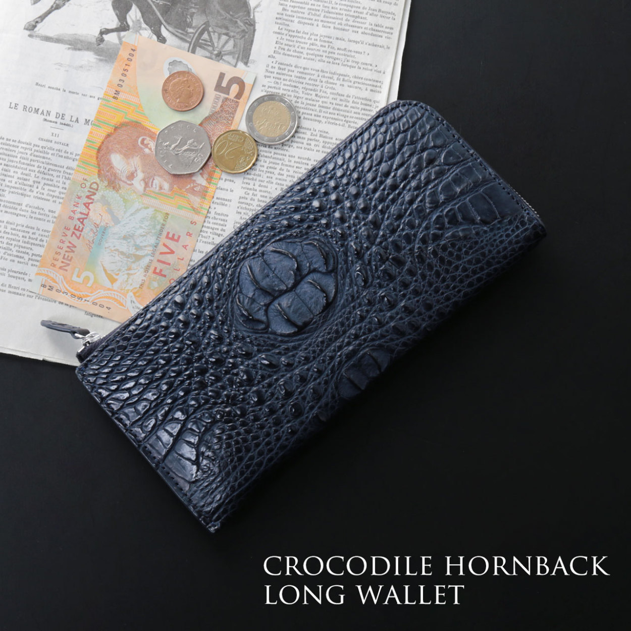 sankyo shokai（三京商会） クロコダイル ホーンバック L字ファスナー