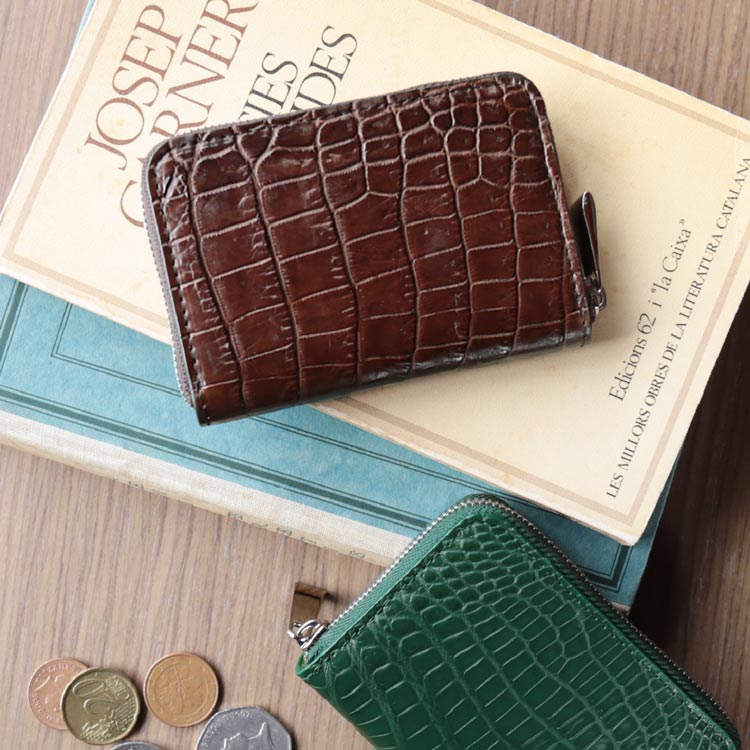 ミニ財布 メンズ 本革 クロコダイル マット加工 小さい財布 コンパクト 