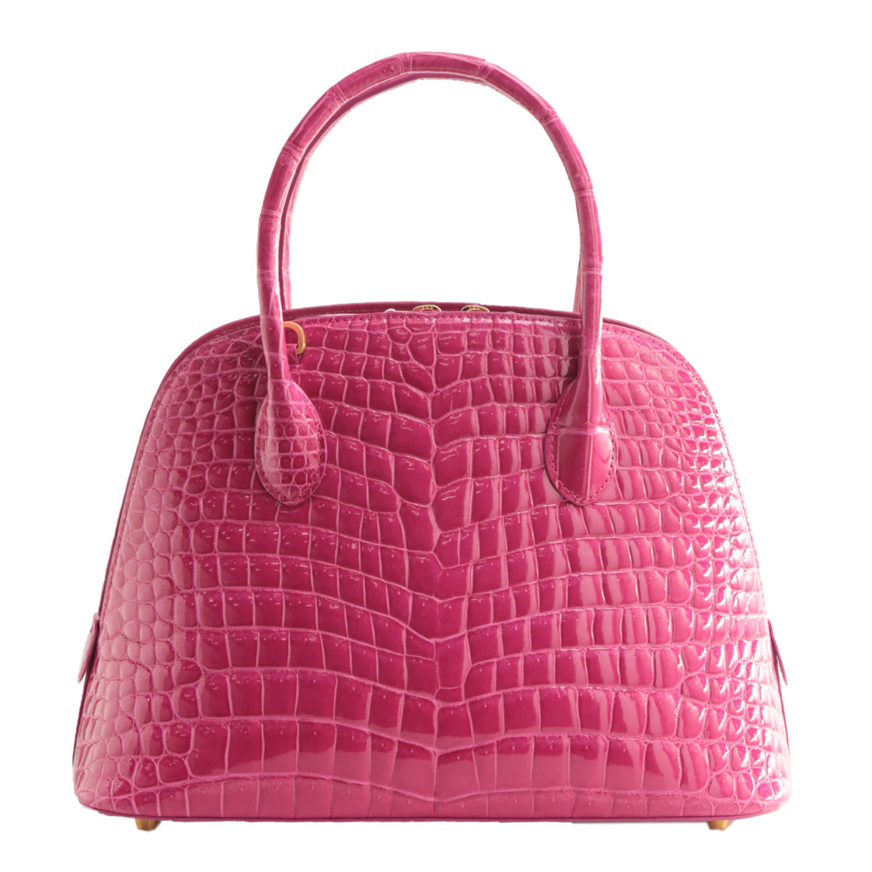 美品✨シャイニングクロコダイル 両面センター取り ハンドバッグ