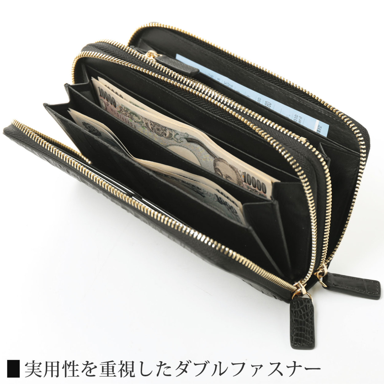sankyo shokai(三京商会) カイマン 頭 ラウンドファスナー 長財布 sankyo shokai(三京商会) カイマン 頭 ラウンドファスナー 長財布