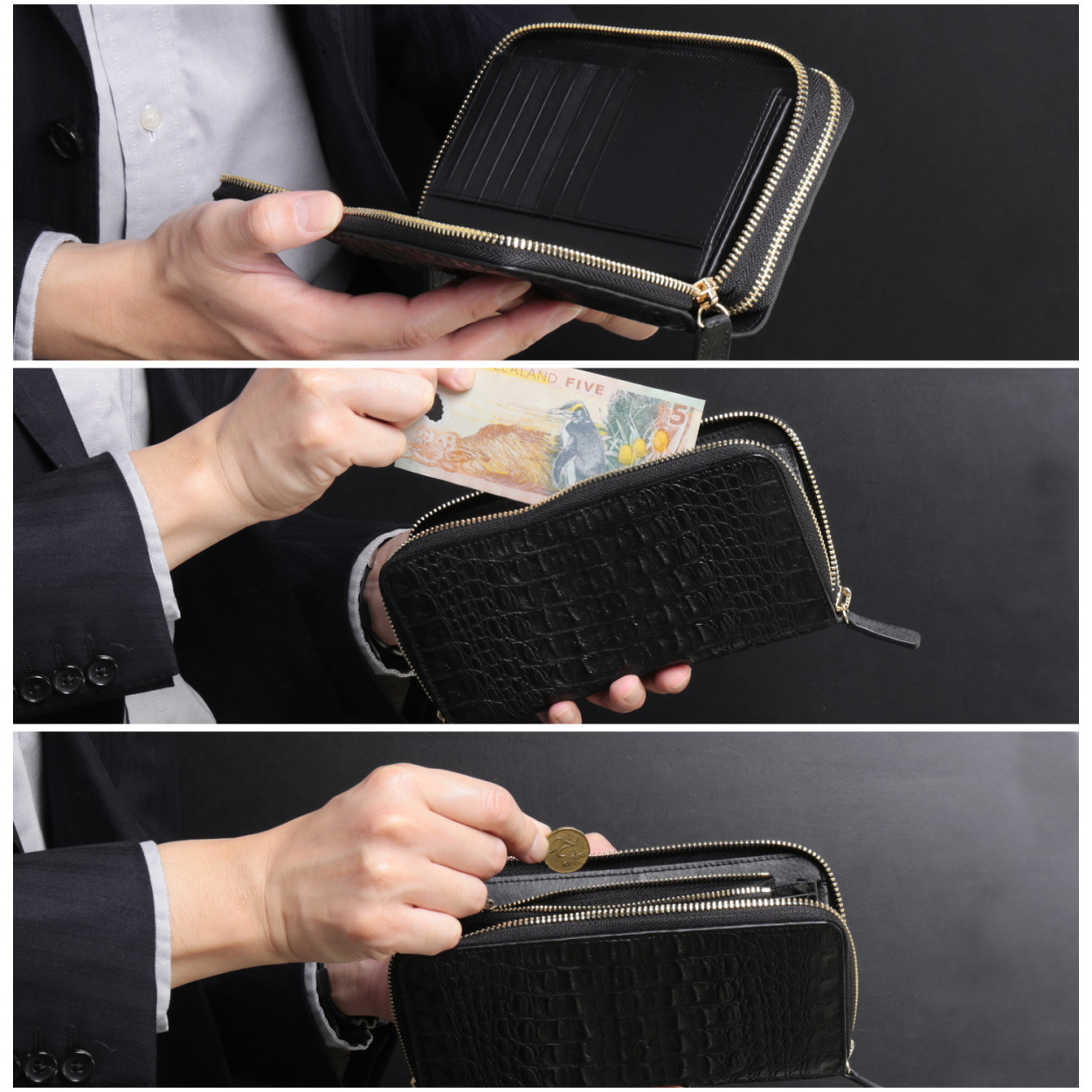 sankyo shokai（三京商会） カイマン 頭 ラウンドファスナー 長財布