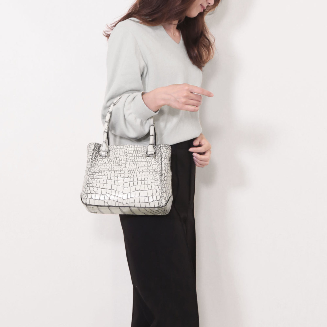 sankyo shokai（三京商会） [5%offクーポン]クロコダイル ハンドバッグ