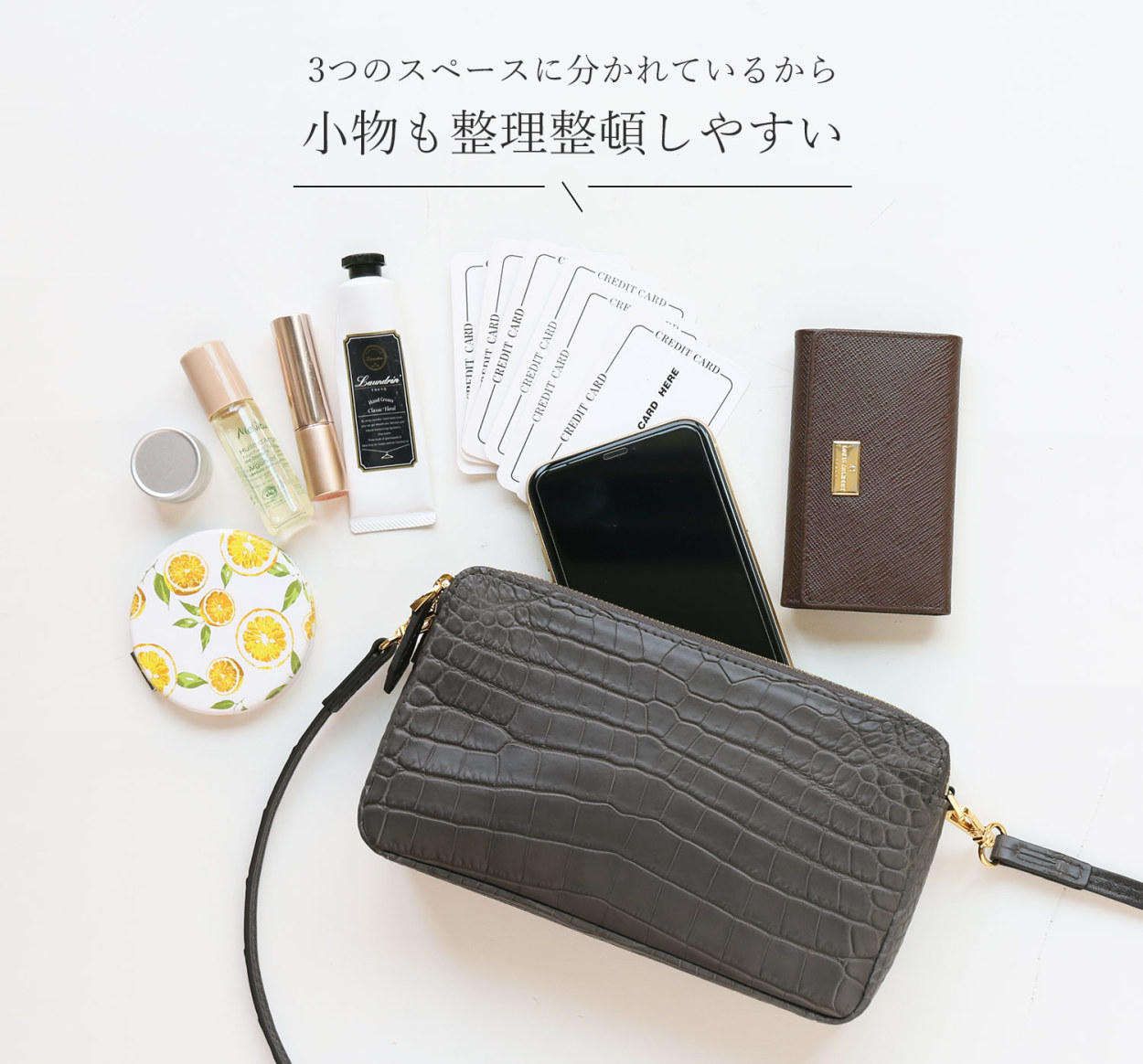 ［5%OFFクーポン］ナイルクロコダイル ショルダーバッグ レディース クロコダイル ミニバッグ ポシェット わに革 鰐革 ウォレットバッグ (06001704r)の画像