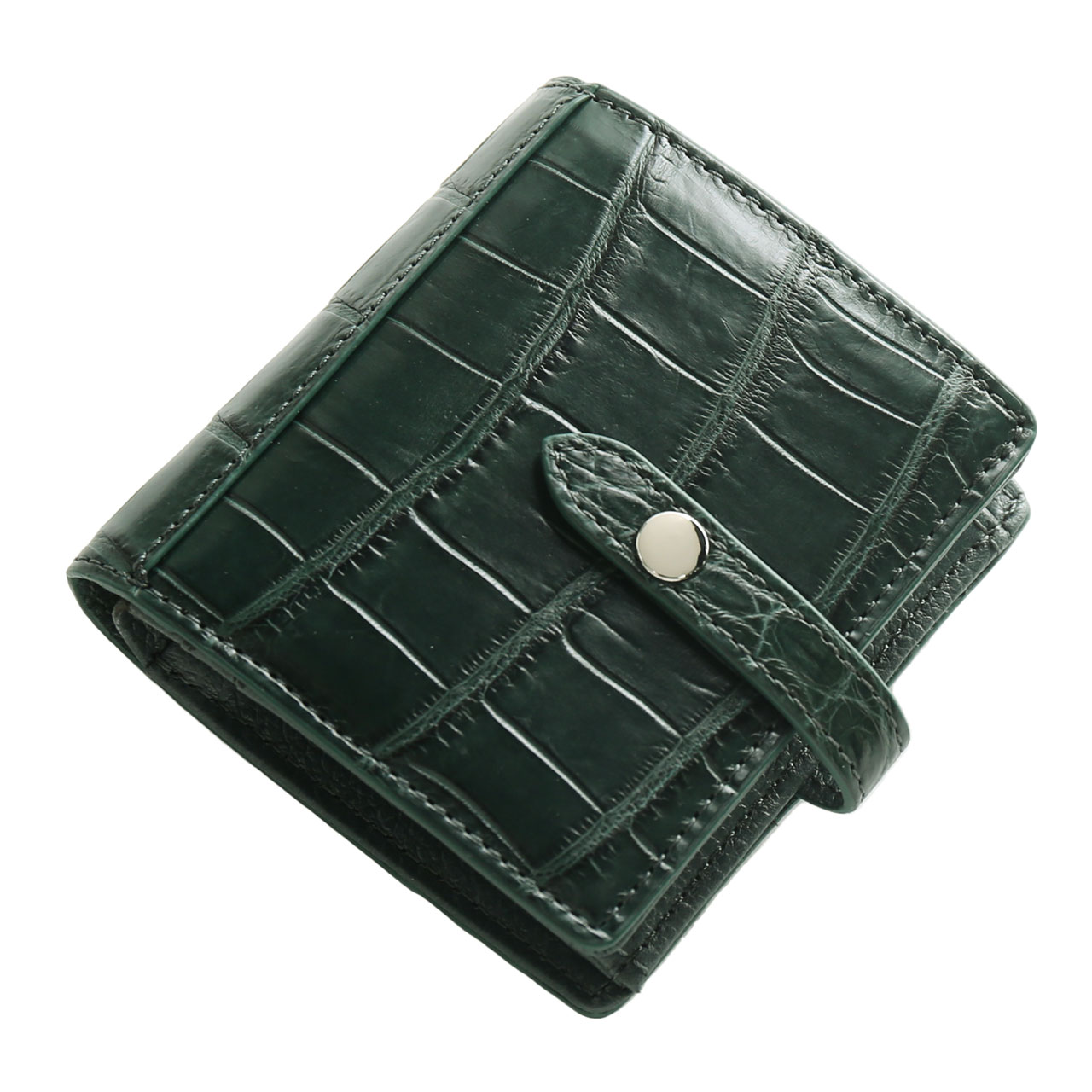 クロコダイル 二つ折り 財布 メンズ マット 加工 ベルト付き ボックス型小銭入れ カード入れ 多い...