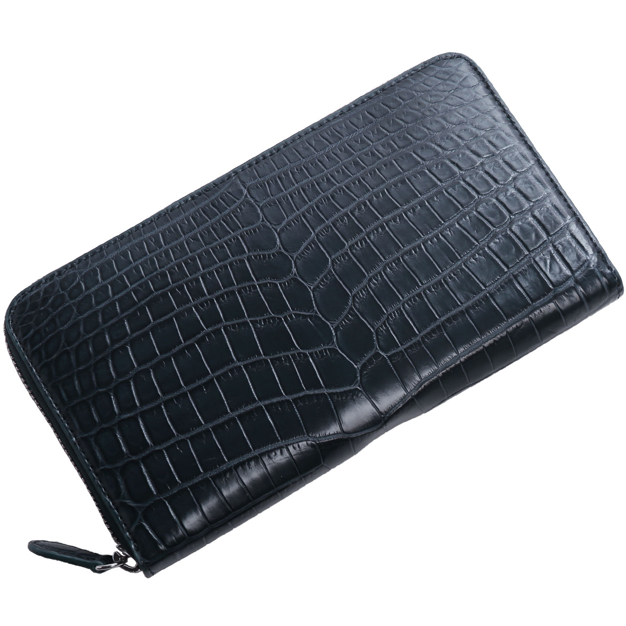 [19%offクーポン]ナイルクロコダイル レディース 長財布 手帳型 マット 加工 センター取り 一枚革 ラウンドファスナー(06001712r) 金運の画像