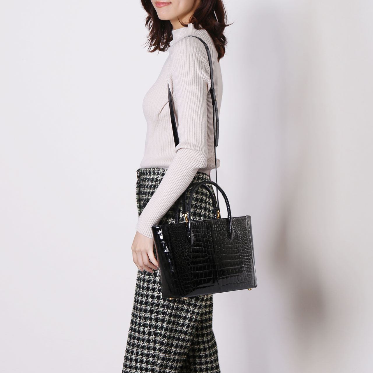 sankyo shokai（三京商会） スモールクロコダイル ハンドバッグ ミニ