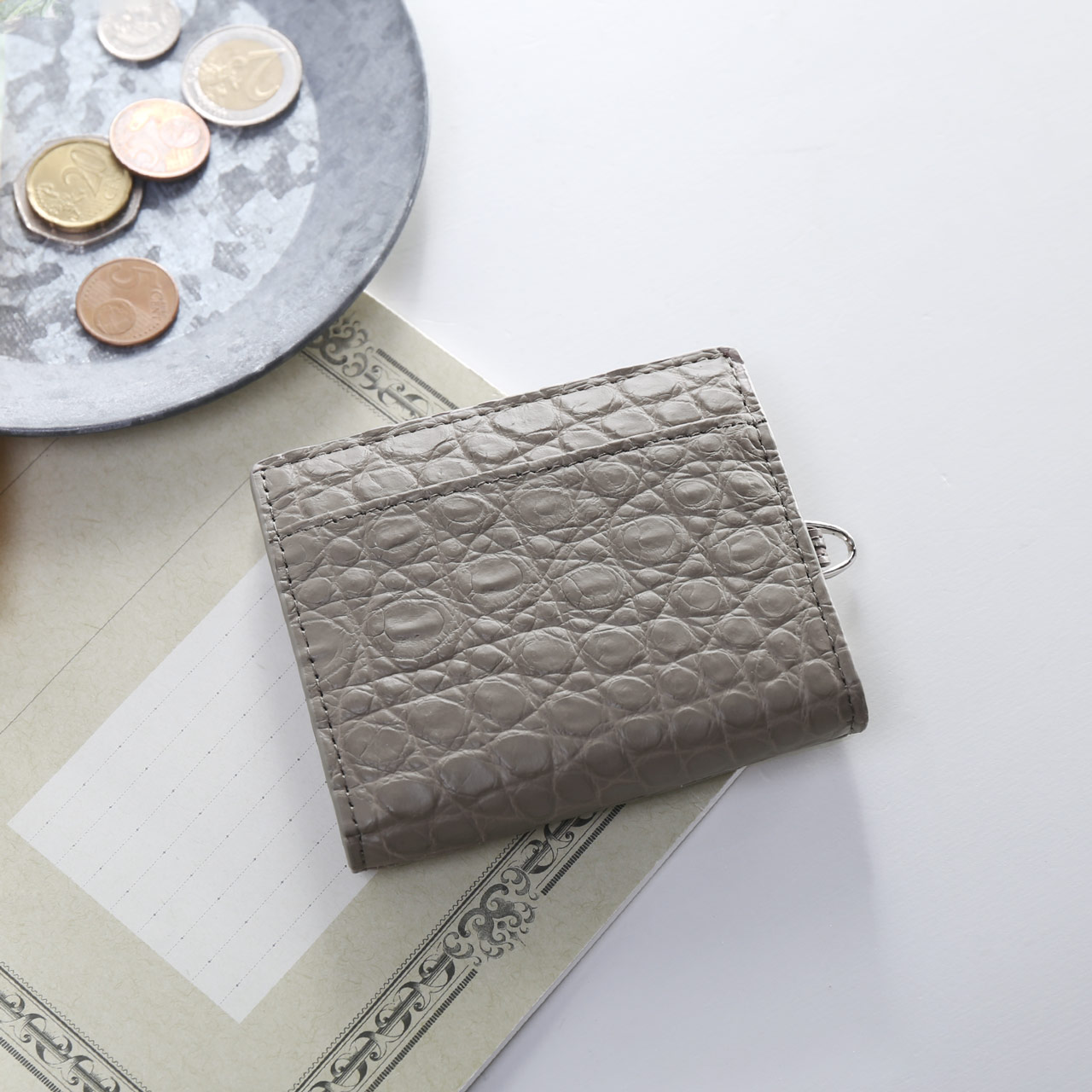 クロコダイル マット コンパクト 折り財布 財布 小さい 小さめ メンズ