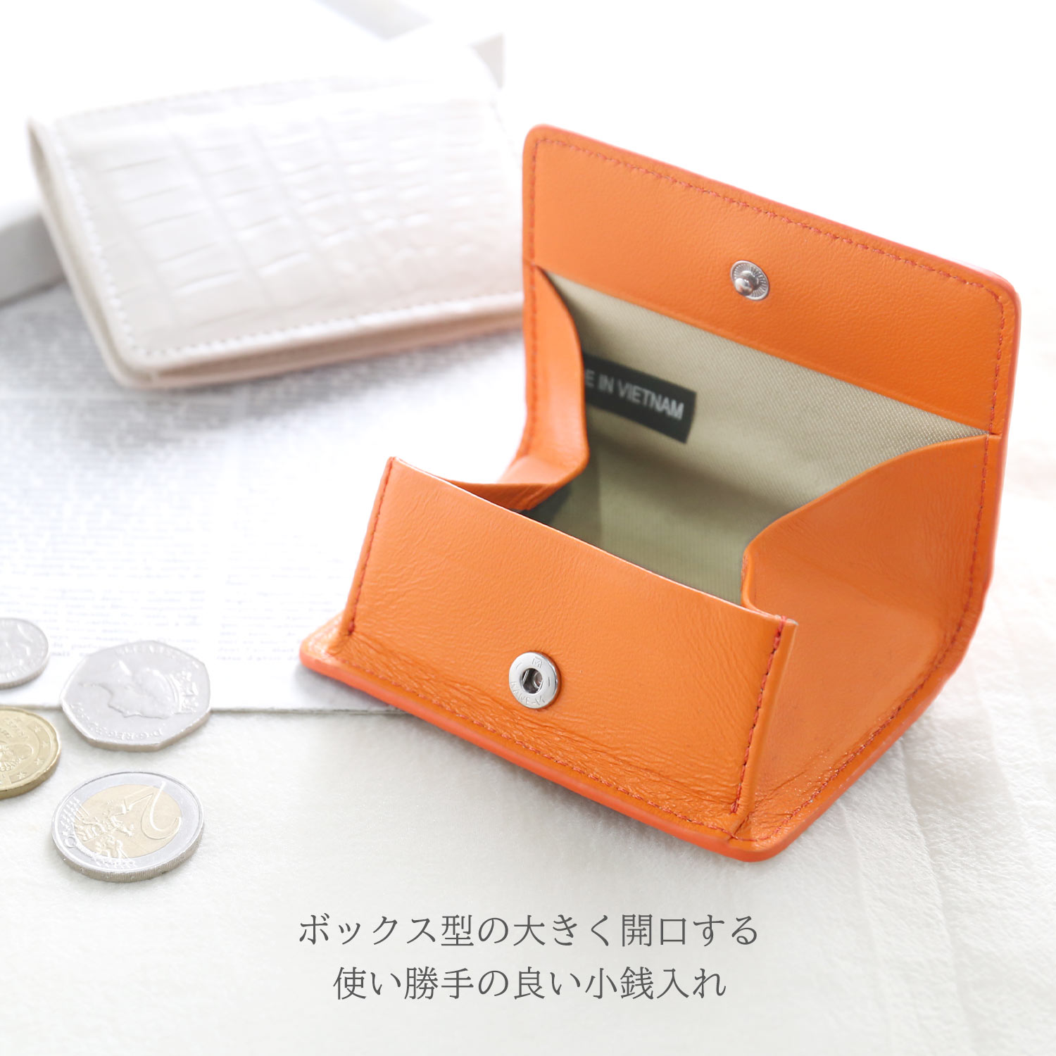 クロコダイル 小銭入れ ボックス型 マット加工 メンズ カード収納 軽量