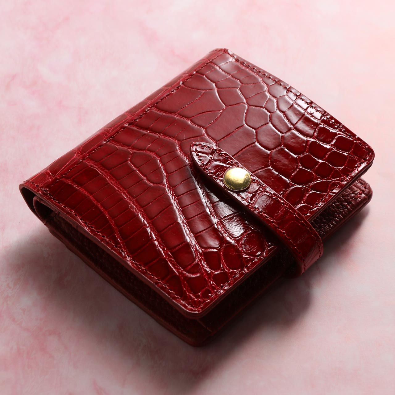 sankyo shokai クロコダイル 二つ折り 財布 レディース