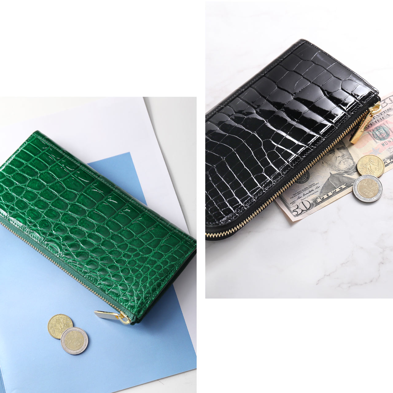 HALEINE クロコダイル長財布メンズ HALEINE クロコダイル 長財布 メンズ 日本製 L字ファスナー 鰐革