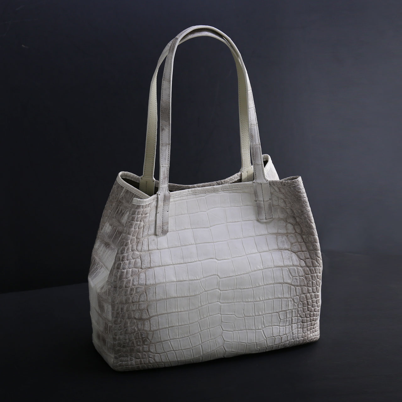 ヒマラヤ クロコダイル メンズ トートバッグ センター取り 内装 ラムレザー 形が変わる 2way シルエット(06001856-mens-1r) sankyo shokai（三京商会） ヒマラヤ クロコダイル メンズ トート