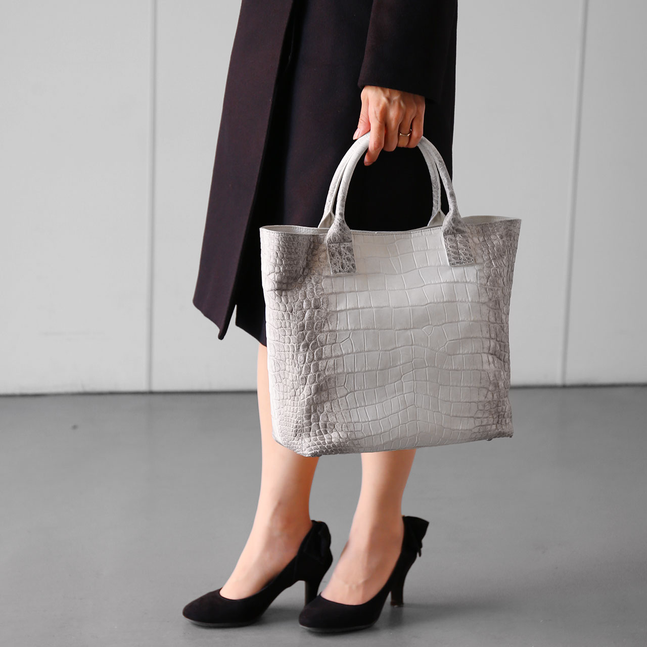 しのしの♪ ADMJ クロコ型押しヒマラヤトートバッグ ハンドバッグ sankyo shokai（三京商会） ヒマラヤ クロコダイル ハンドバッグ 2way