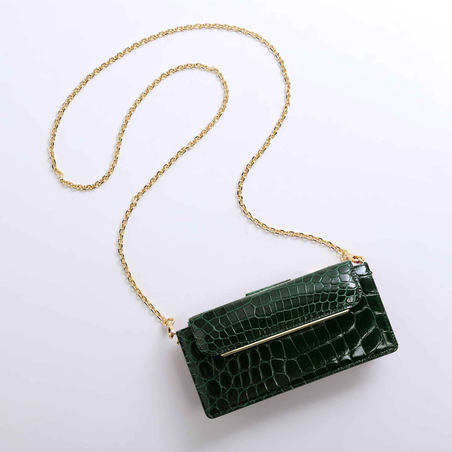 希少 極美品 KAIYO クロコダイル チェーン ショルダーバッグ グリーン 希少 極美品 KAIYO クロコダイル チェーン ショルダーバッグ