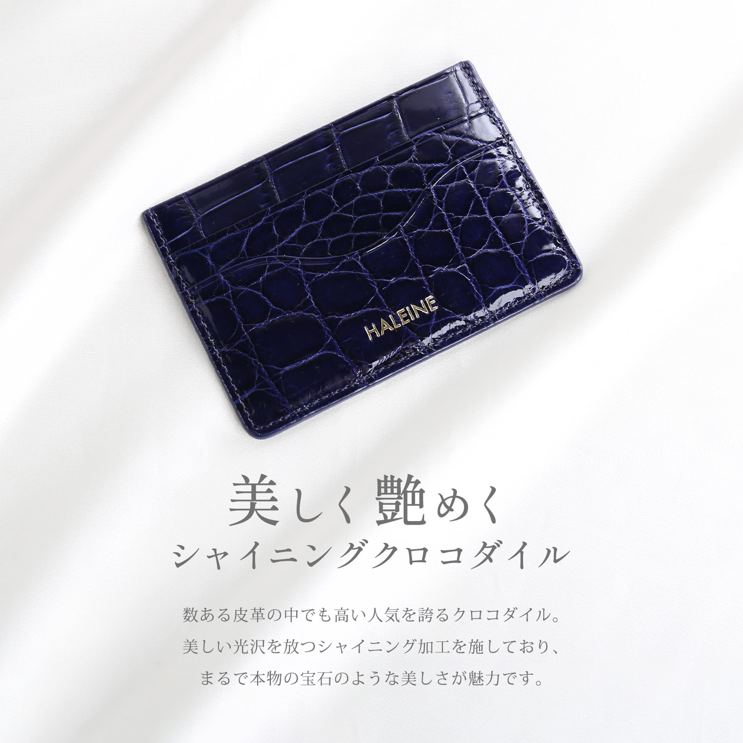 [28h限定10%off]カードケース 薄型 本革 レザー クロコダイル スリム シンプル シャイニング 高級感 カード入れ ギフト プレゼント(06001885r) | HALEINE | 09