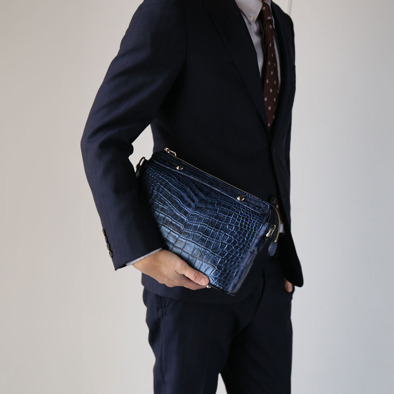 JRA　マットクロコダイル　ショルダーバッグ　ワニ革　センター取り　三層構造 sankyo shokai クロコダイル マット 3wayバッグ ハンドバッグ