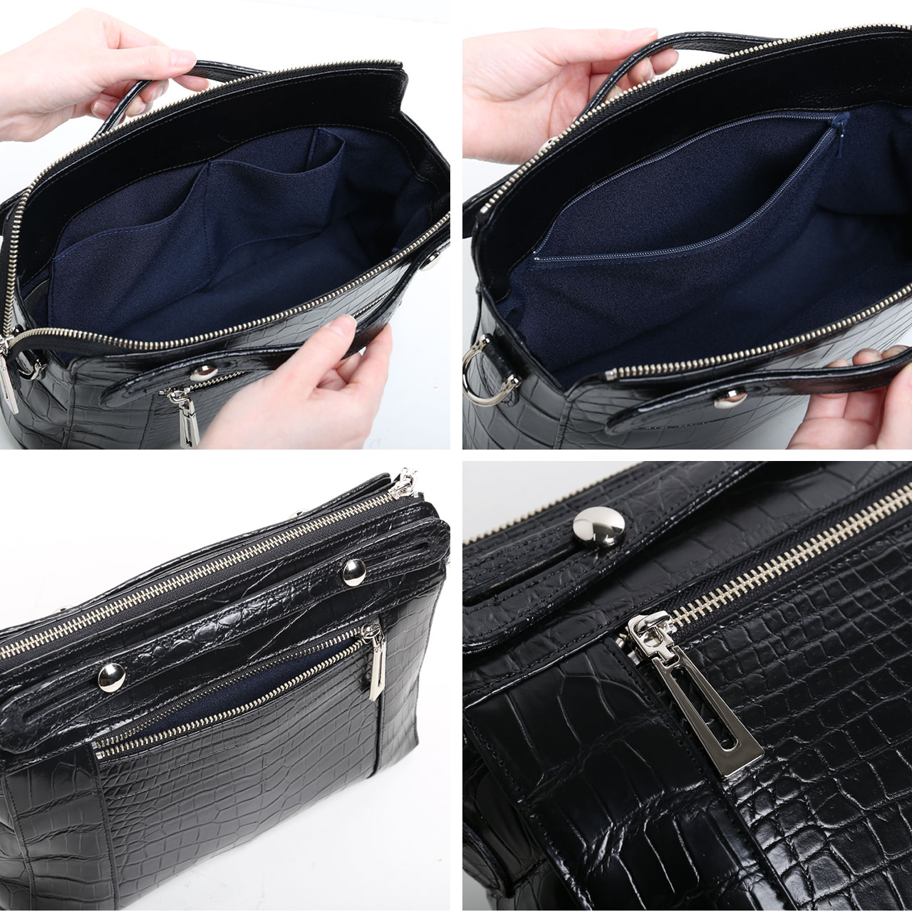 sankyo shokai クロコダイル マット 3wayバッグ ハンドバッグ