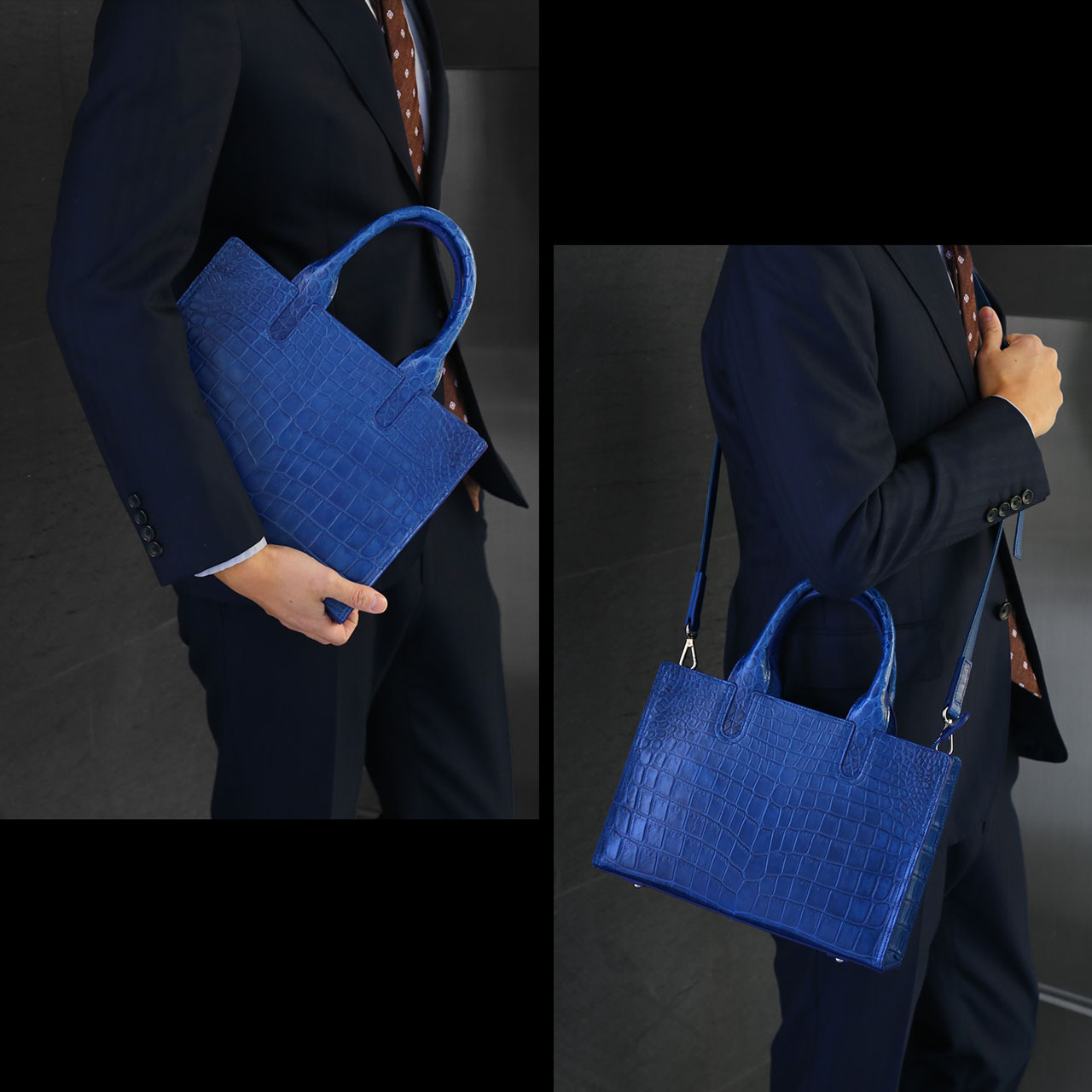 sankyo shokai（三京商会） 藍染め クロコダイル メンズ トートバッグ