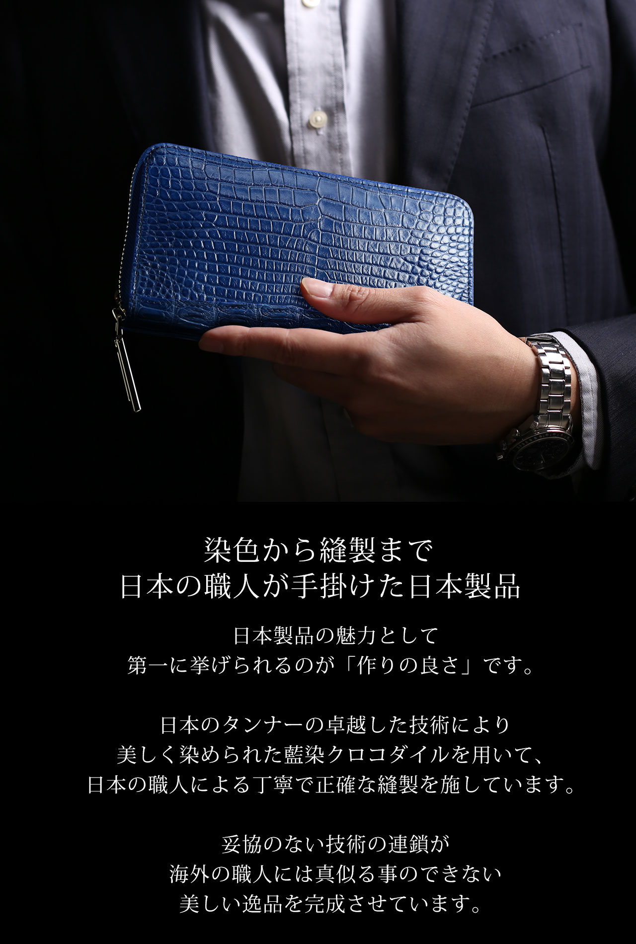 sankyo shokai（三京商会） ［20%OFFクーポン］クロコダイル 長財布 藍