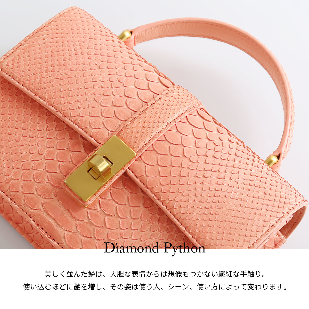 ダイヤモンドパイソン 2way ハンドバッグ レディース (06001905r