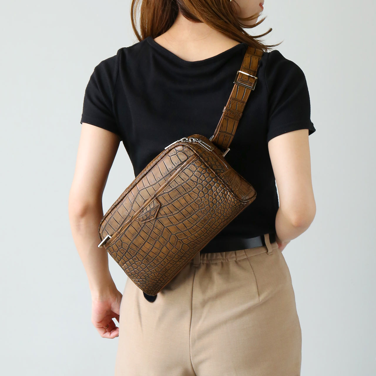 sankyo shokai（三京商会） ナイル クロコダイル ボディバッグ