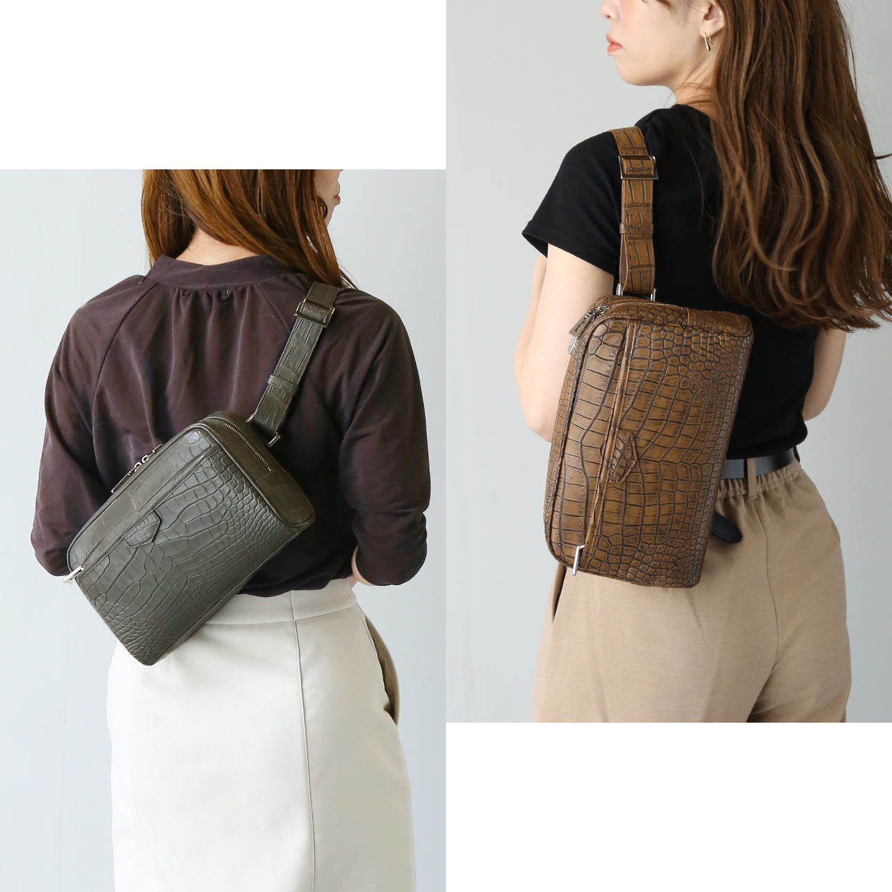 ナイル クロコダイル ボディバッグ ショルダーバッグ 斜め掛け ウエストバッグ 肩掛け マット加工 2way バック 本革 ワニ わに 鰐革 おしゃれ 上品 カジュアル シンプル 旅行 保証書付き プレゼント ギフト 4FA(06001918r) sankyo shokai（三京商会） ナイル クロコダイル ボディバッグ