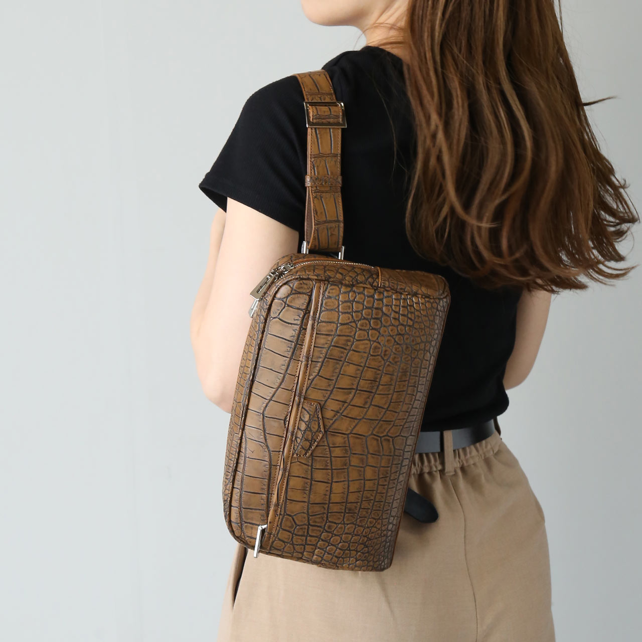 sankyo shokai（三京商会） ナイル クロコダイル ボディバッグ