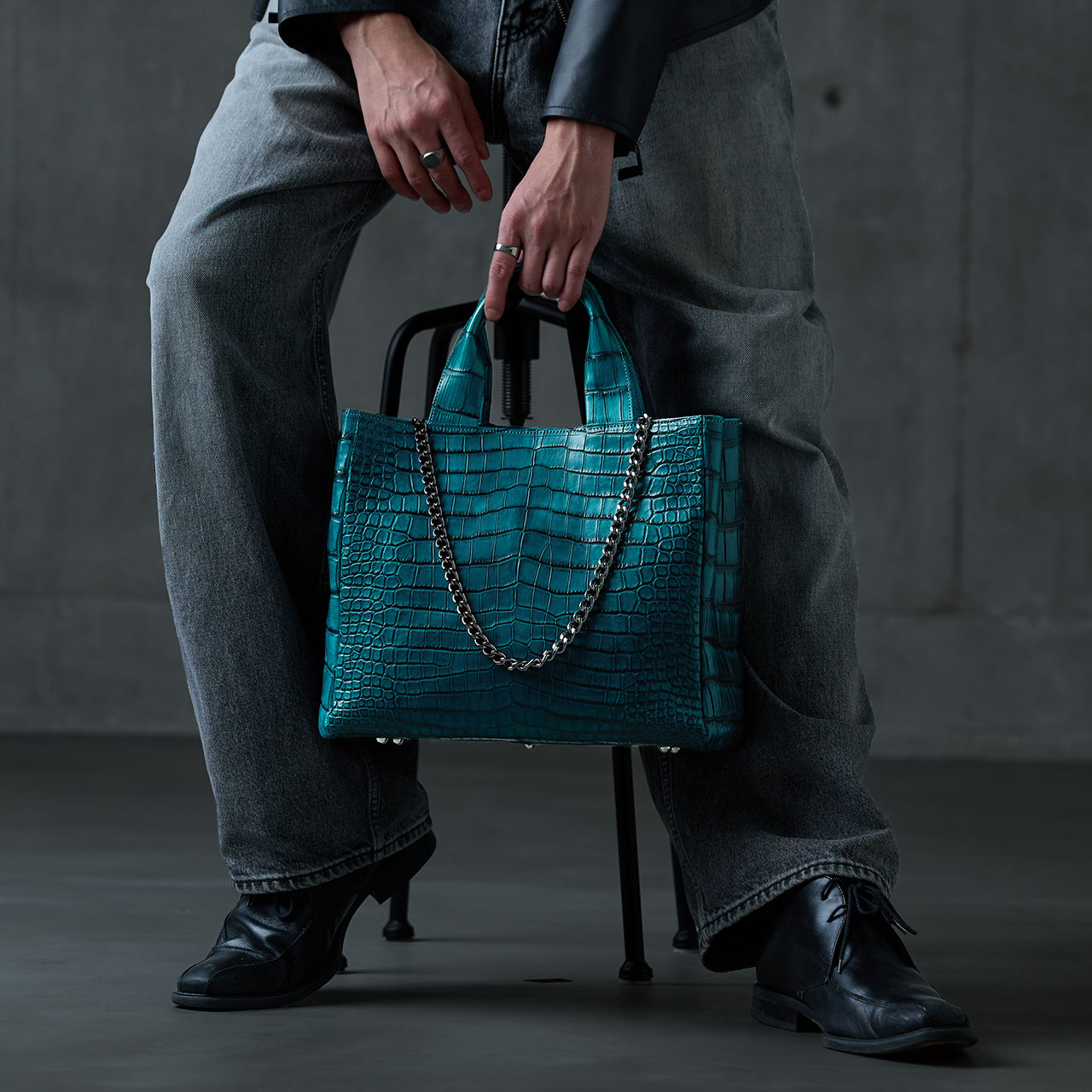 sankyo shokai（三京商会） スモール クロコダイル メンズ トート