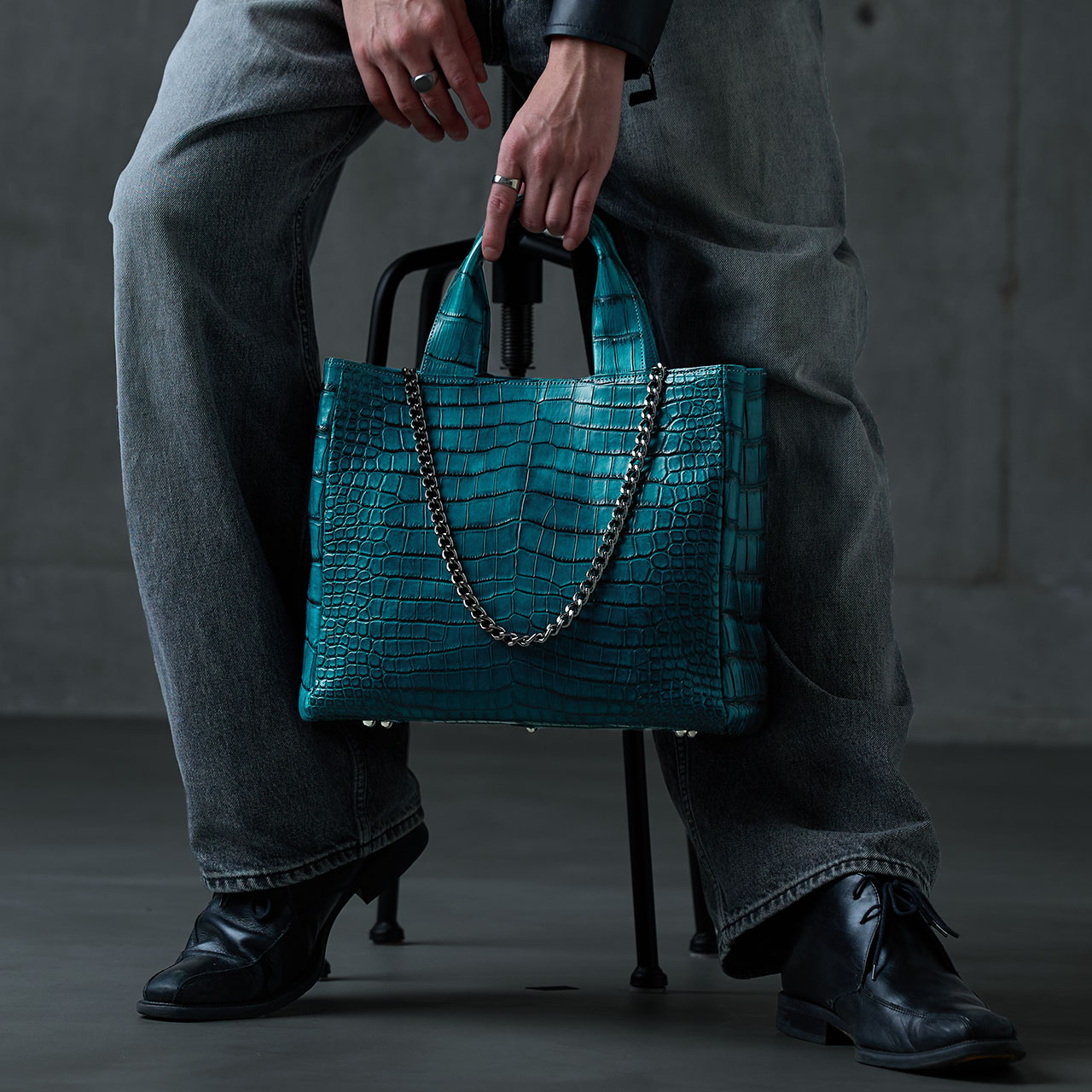 sankyo shokai（三京商会） スモール クロコダイル メンズ トート