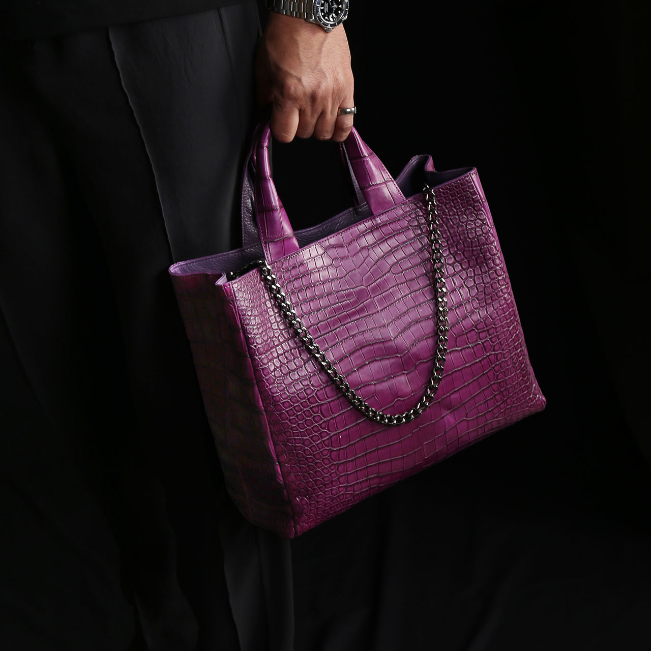 sankyo shokai（三京商会） スモール クロコダイル メンズ トート