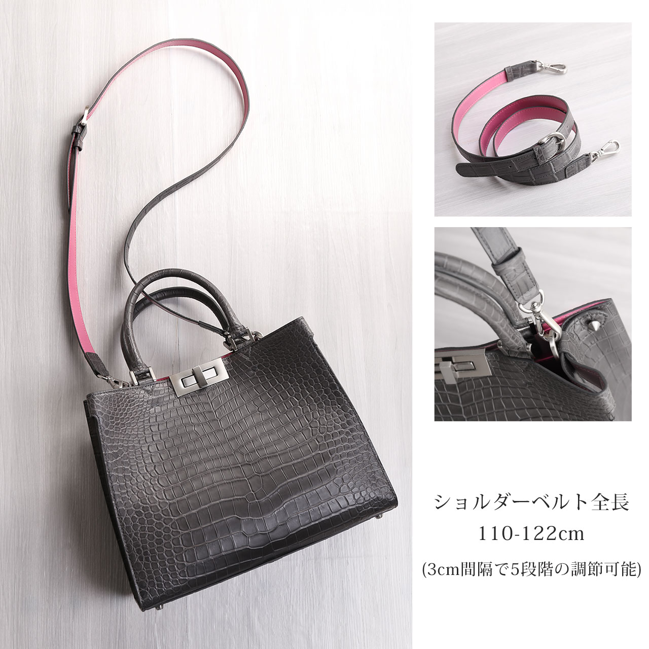 Takechi タケチ ショルダートートバッグ  センター取り　マット加工　クロコダイル    ブラウン レディース / 240001178256 sankyo shokai（三京商会） スモールクロコダイル トートバッグ