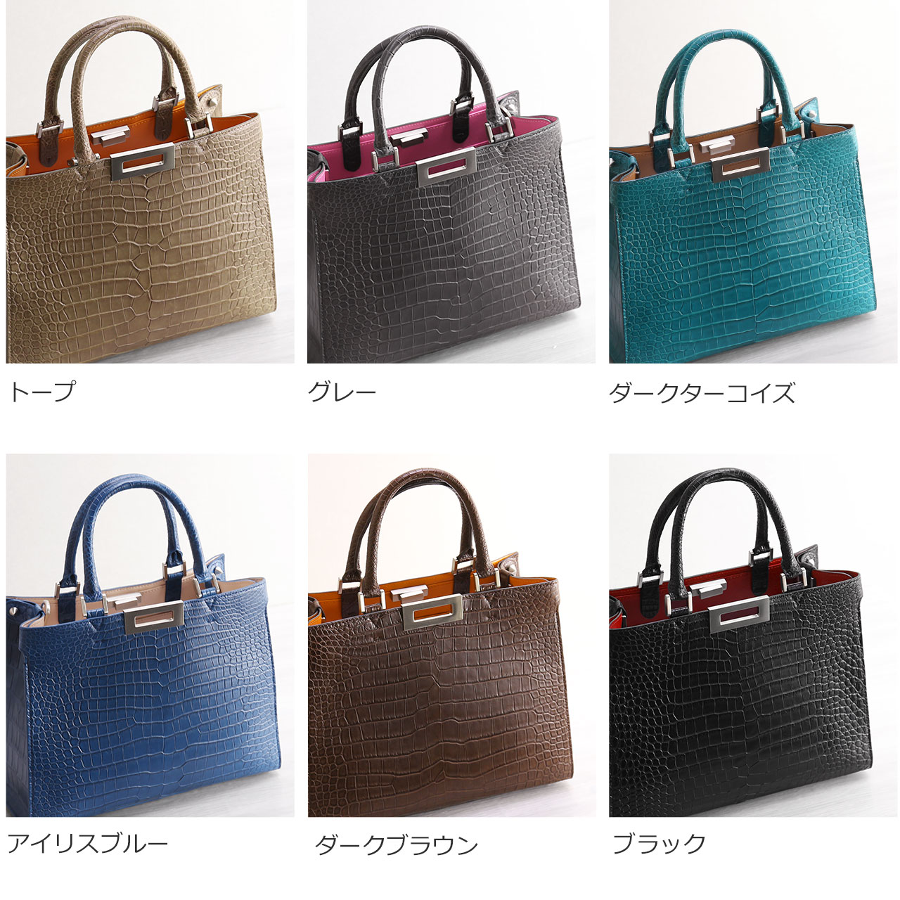 美品！マットクロコダイル　鰐革　センター取り　ブラウン　最上級ハンドバッグ MGSABLE ハンドバッグ クロコダイル レディース ワニ革 鰐革 本物 本革