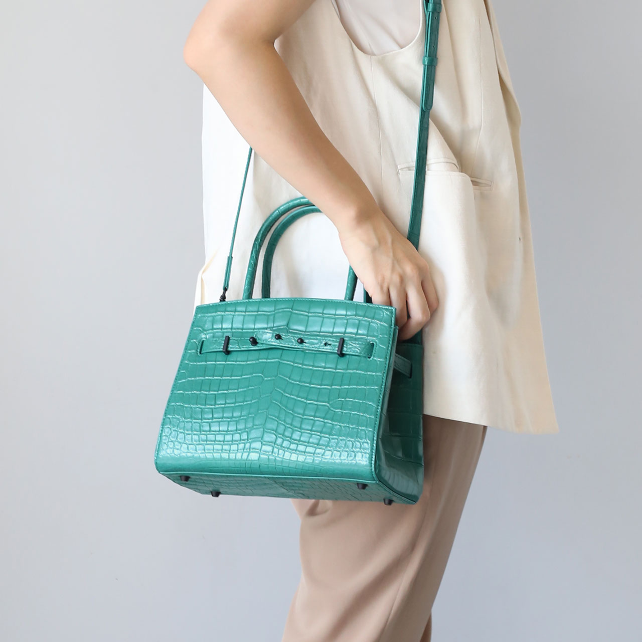 sankyo shokai（三京商会） クロコダイル 2way ハンドバッグ