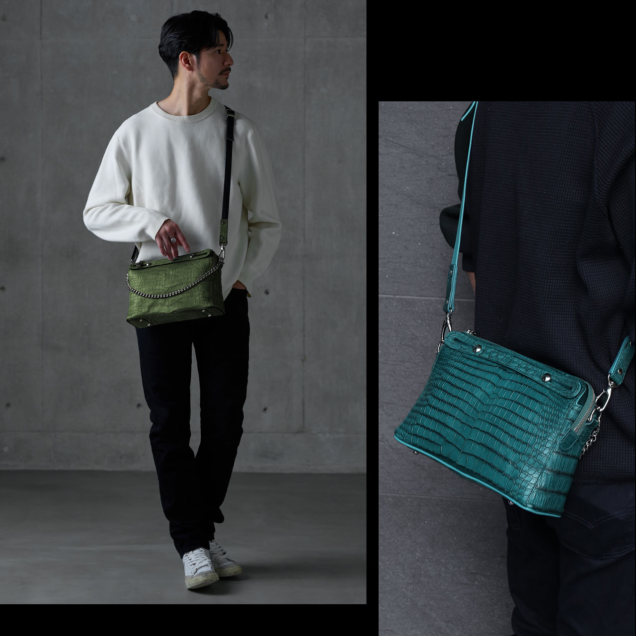 sankyo shokai（三京商会） スモールクロコダイル メンズバッグ 2way